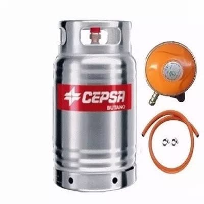Cepsa 12.5kg Gas Cylinder With Gas Regulator, 2 Clips And 3 Yards Of Hose