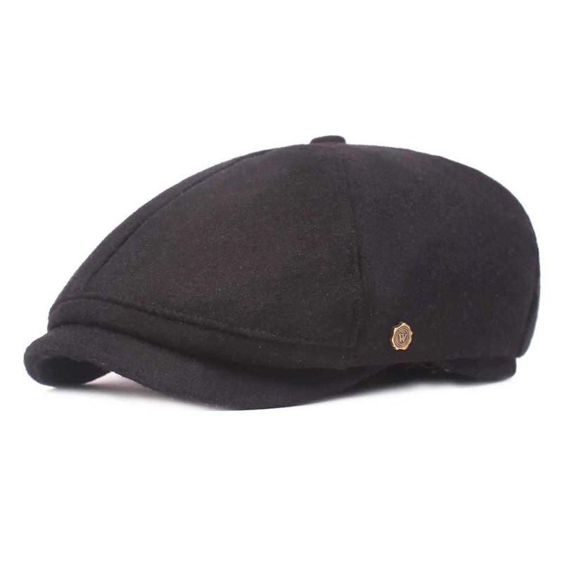 Autumn Winter Wool Felt Newsboy Hats Cabby Ivy Cap Men Beret Old Man Retro