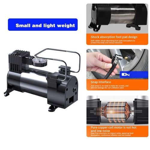 Two-Cylinder Car Air Pump Low Noise Shock-Absorbing Portable Tire Supplies