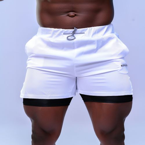 Men's Shorts With Tights - White