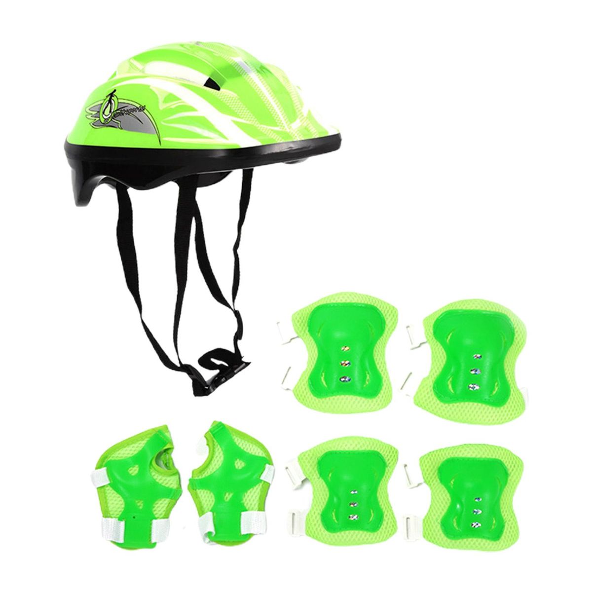 1 Set Skating Protective Gear Kids Sports Knee Hand Elbow Guards Set Green