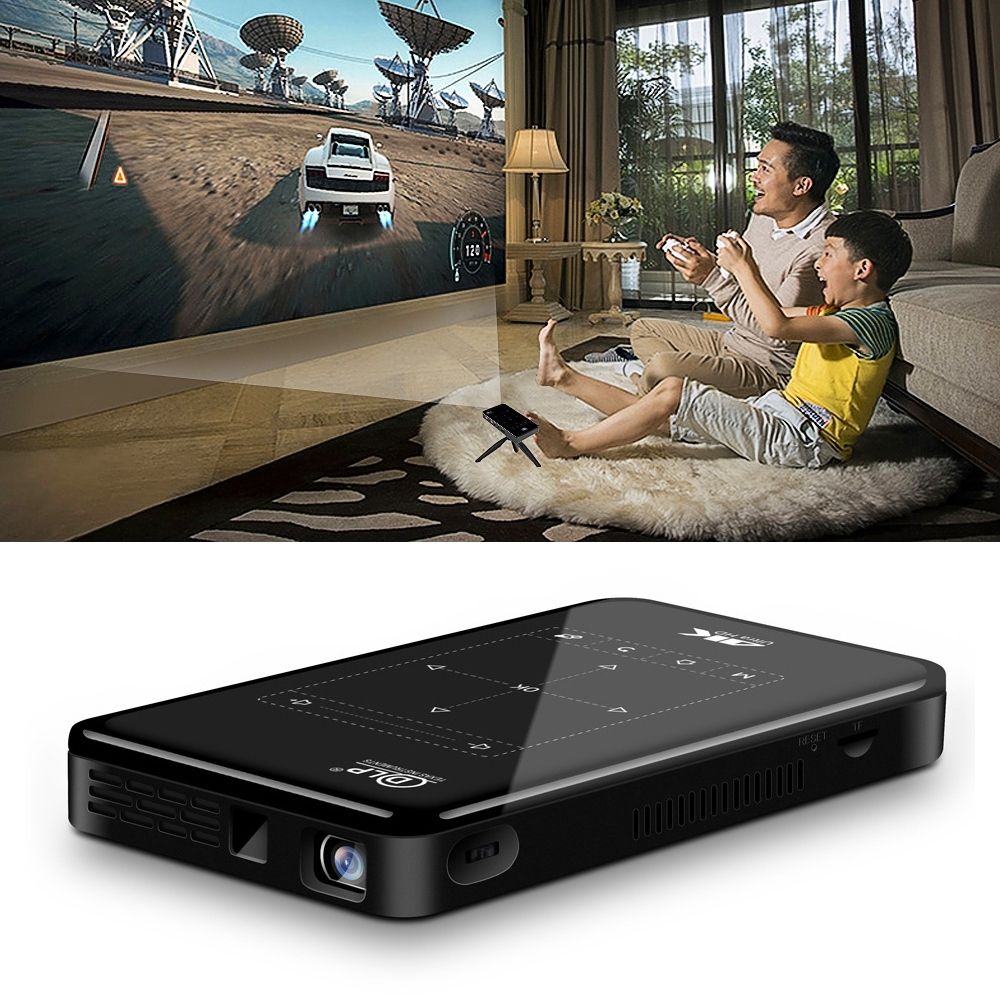 P09 Portable 4K Ultra HD DLP Mini Projector(Black)