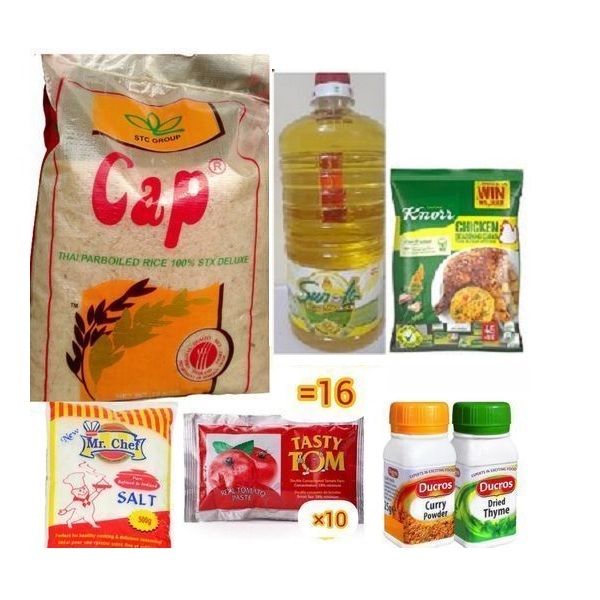 Cap Rice 10kg,Tomato Mix,Thyme,Knorr Chicken And 3Litres Oil