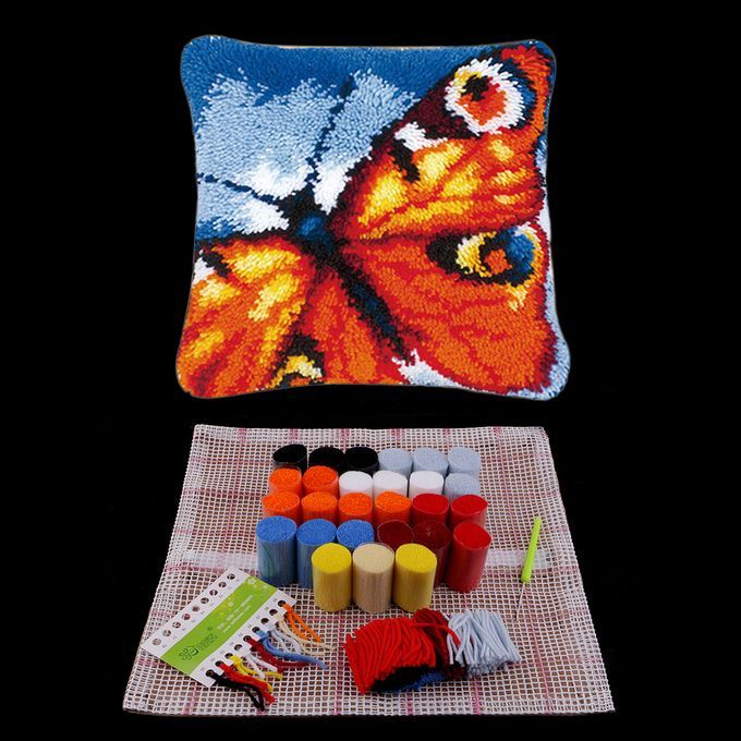 Pillow Cover  Latch Hook Rug Kits  Butterfly  DIY Butterfly