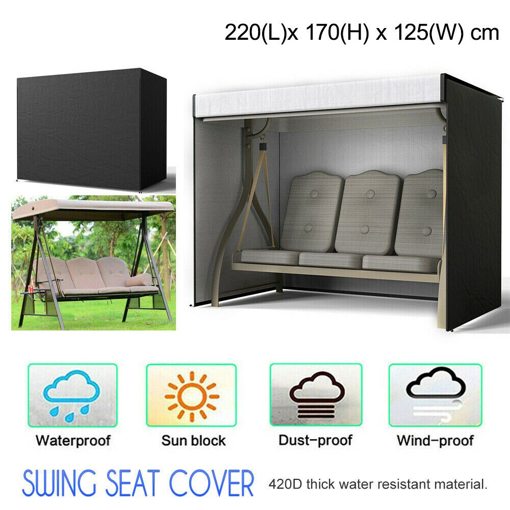 420D Swing Hammock 3 Seater Canopy Bench Seat Cover Garden Furniture Protection Pad Balcony Dust Cover Awning Hanging Chair Protection Pad Waterproof Waterproof Cover