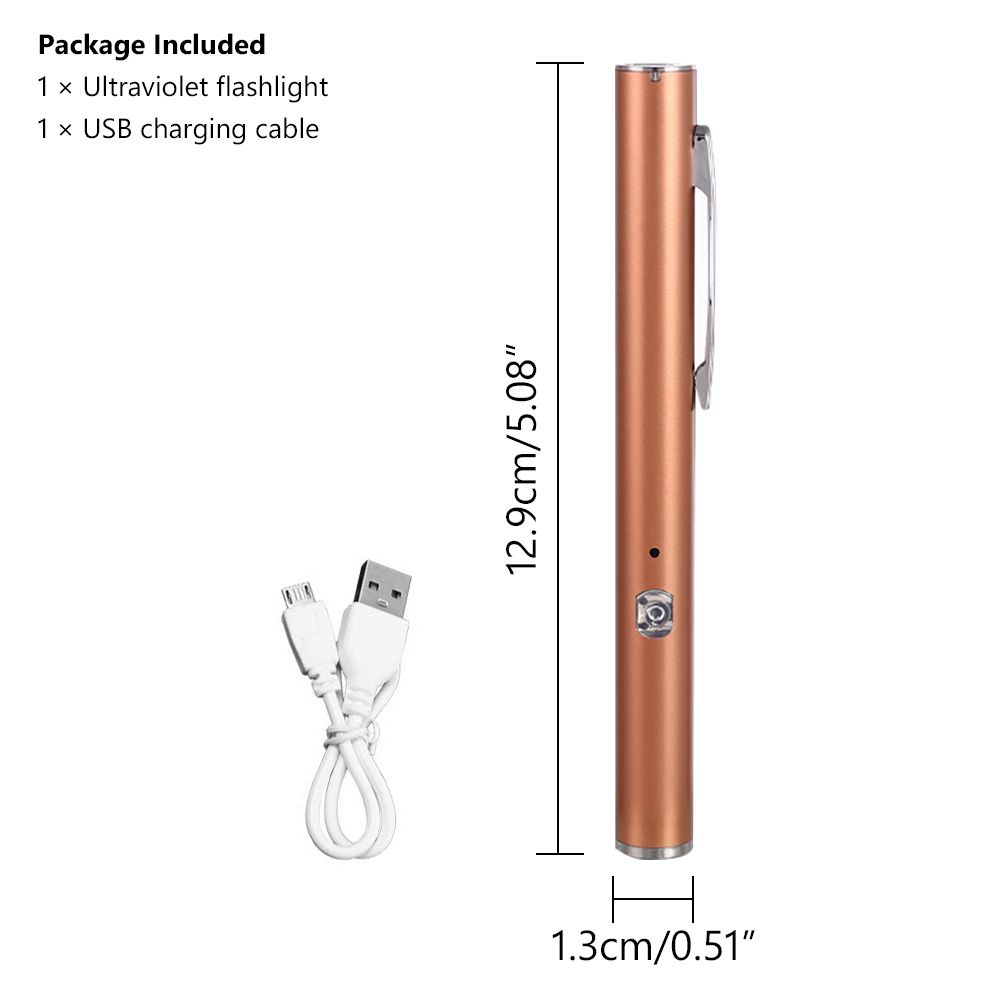 LED UV Flashlight  Torch Cat Moss Lamp Mini UV 365nm  Light Black Gold Pet Urine Stains Detection Jewelry Detection-Gold