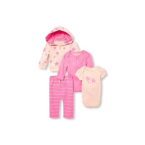 Girl Soft Hooded Jacket Cardigan Set, I Love Mummy And Daddy Bodysuits And Matching Pant