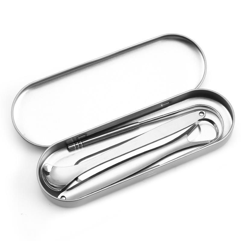 2 Pcs Tongue Scraper Stainless Steel Tongue Cleaner Bad Breath Removal Oral Care Tools