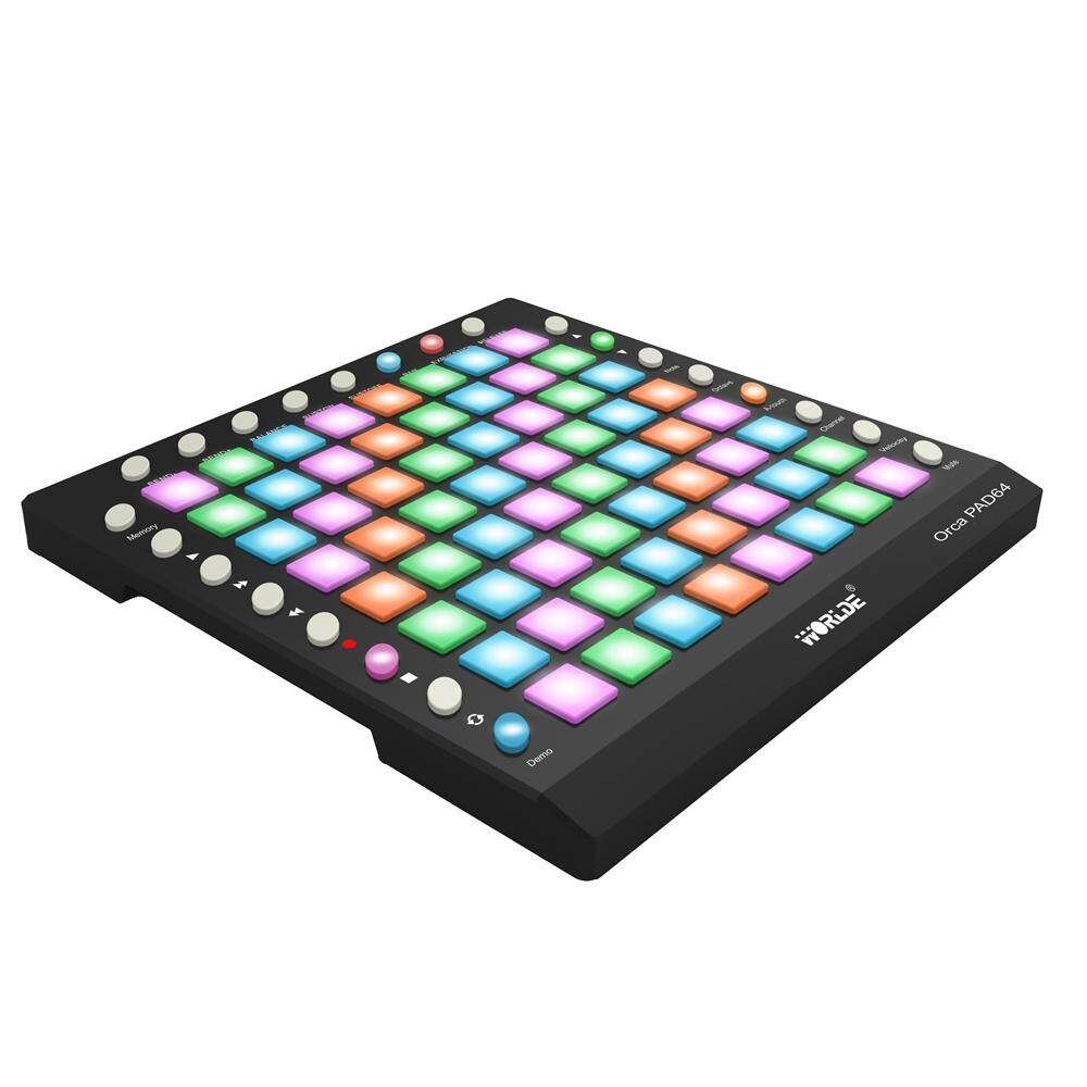 WORLDE ORCA PAD64 Portable MIDI Controller 64 Drum Pads With USB Cable 64XHigh Quality Velocity Controllers Keyboard Instrument Black (black)