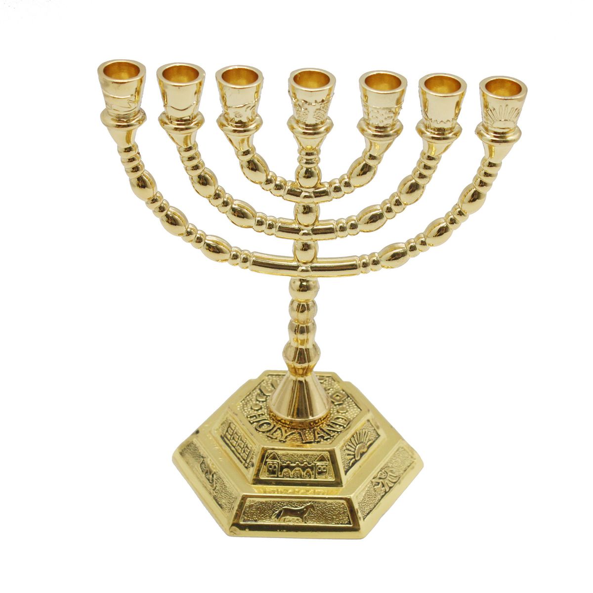 7 Branch Menorah Candle Holder Jerusalem Temple 12 Tribes