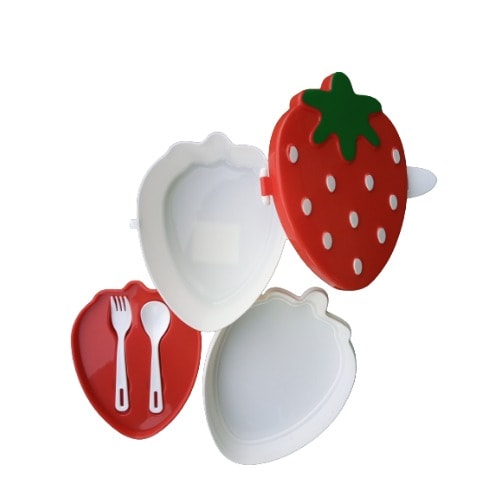 Strawberry Shape Multilayer Lunch Box Set With Spoon And Fork