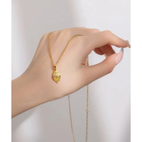 Gold Plated Fashion Leave Stainless Steel Necklace