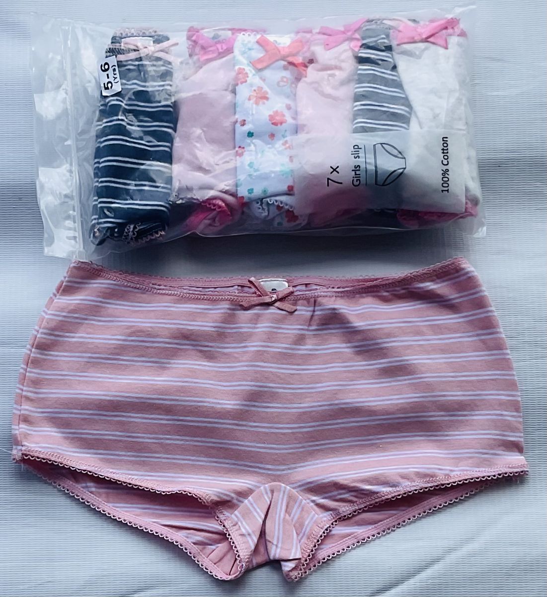 5-6 Yrs 7 Pack Colored Girls Briefs- B10