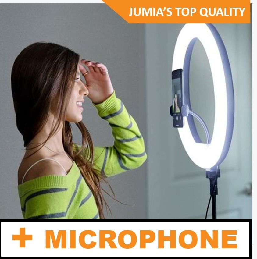 Automatic Led Ringlight, BT Remote + Stand And Phone Holder And Mic