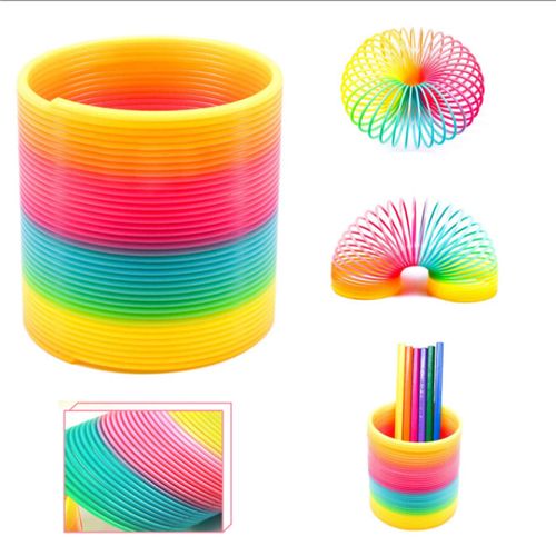 Rainbow Magic Spring, 1 PCS Colorful Rainbow Neon Plastic Spring Toy Halloween Party Supplies For Boys Girls Trick Treat Gift Toys
