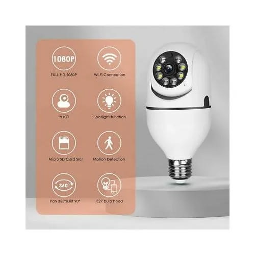 Indoor Wifi Ptz Bulb Camera With Internet Access With Day And Night Vision