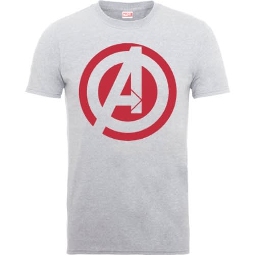 Avengers Logo Red Print T-Shirt - Grey