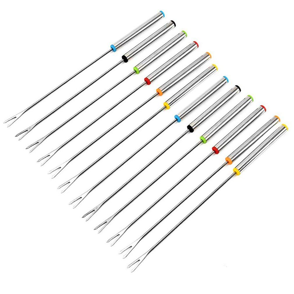 Barbecue Skewers Stainless Steel Fondue Forks With Heat-Resistant Handle