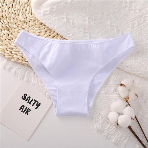 Low Waist Cotton Panties Sexy Female Underpants Solid Breathable Comfortable Women Underwear Ladies Pantys Lingerie M_XXL(#Style1 White)