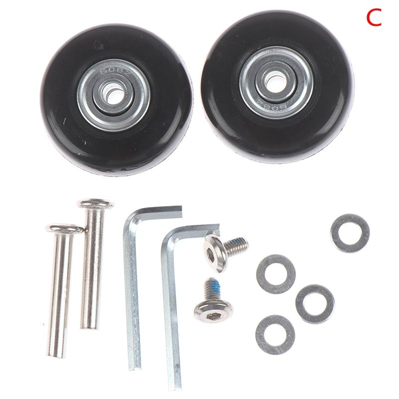 1set Luage Wheel Suitcase Replacement Wheels Axles Deluxe Repair Rubber Travel Luage Wheel Black With Screw 40mm-54mm