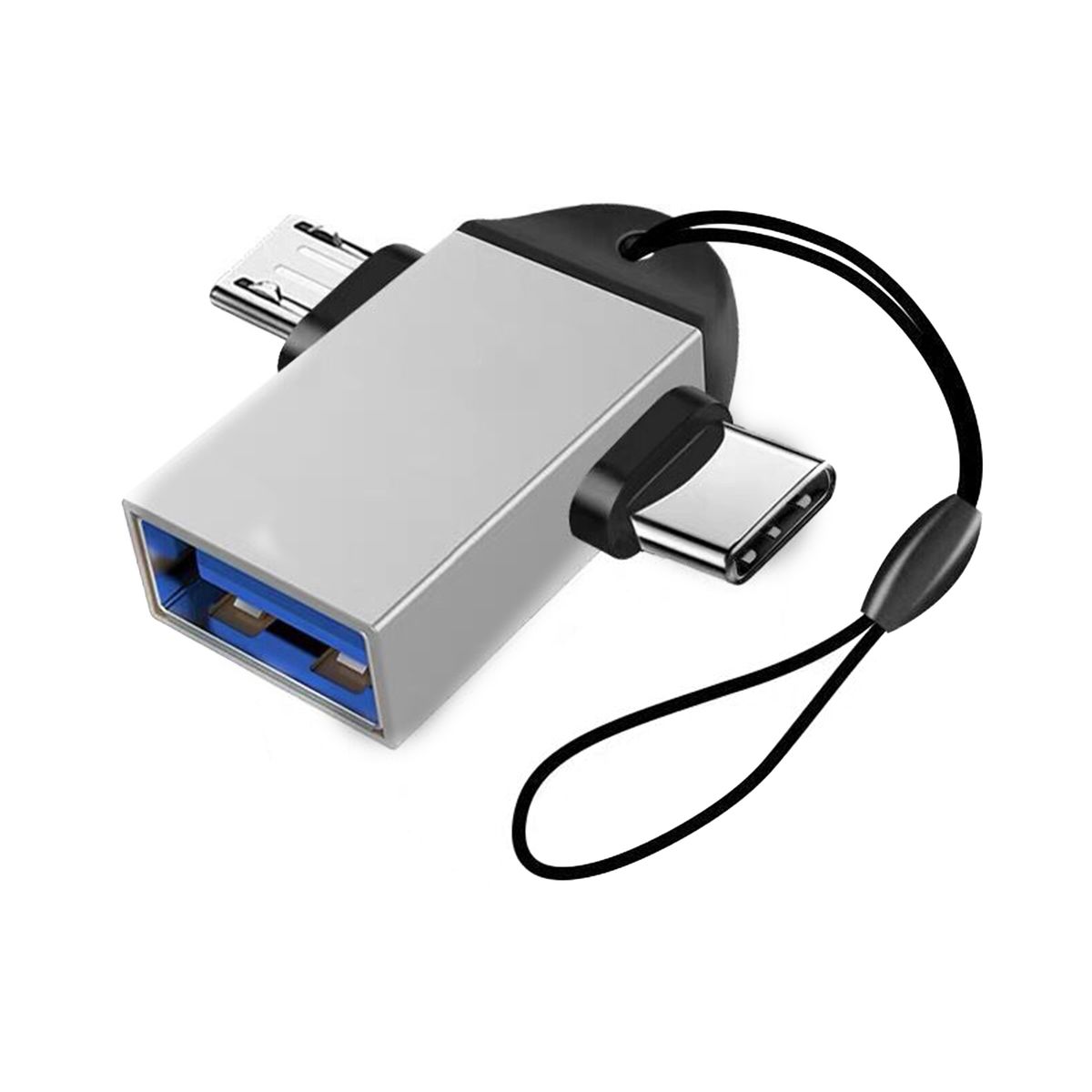 Portable 2-in-1 USB3.0 To TYPE-C OTG Adapter Data-Silver