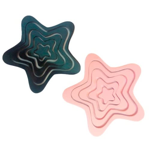 Acrylic Star Wooden Wall Sticker Black And Pink - 10pcs