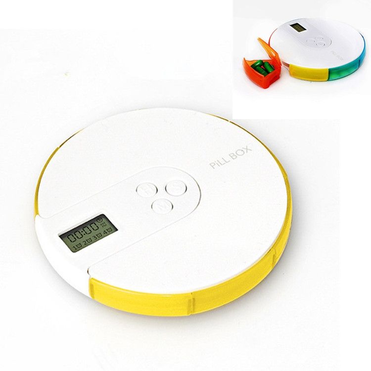 One Week Portable Timing Smart Pill Boxes Elder Reminding Electronic Medicine Box(Yellow)