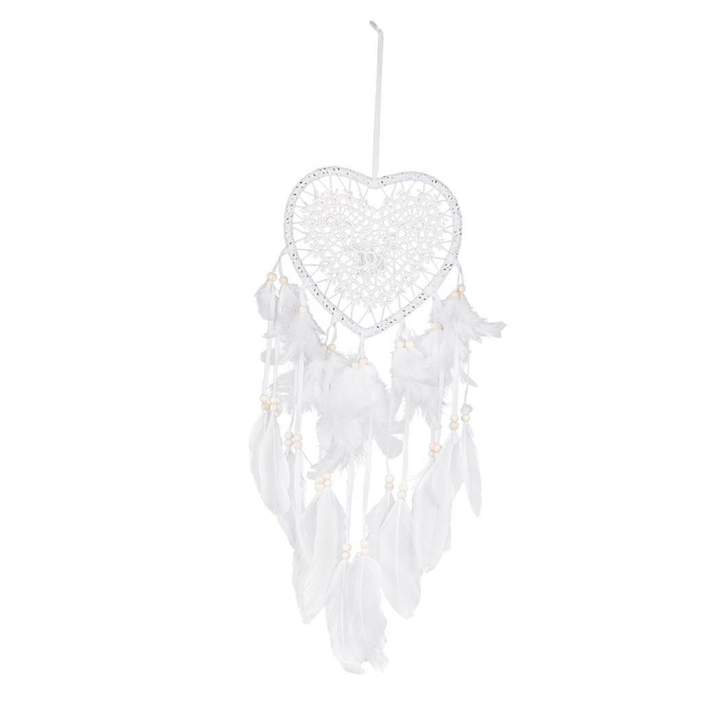 Handmade Heart Feathers Dream Catcher Night Light Art Wall Hanging Car