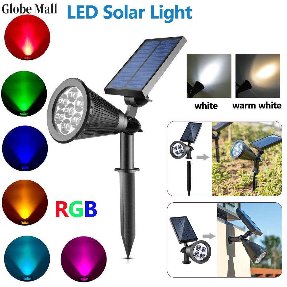 7LED Solar Waterproof Spotlight Adjustable Garden Light RGB