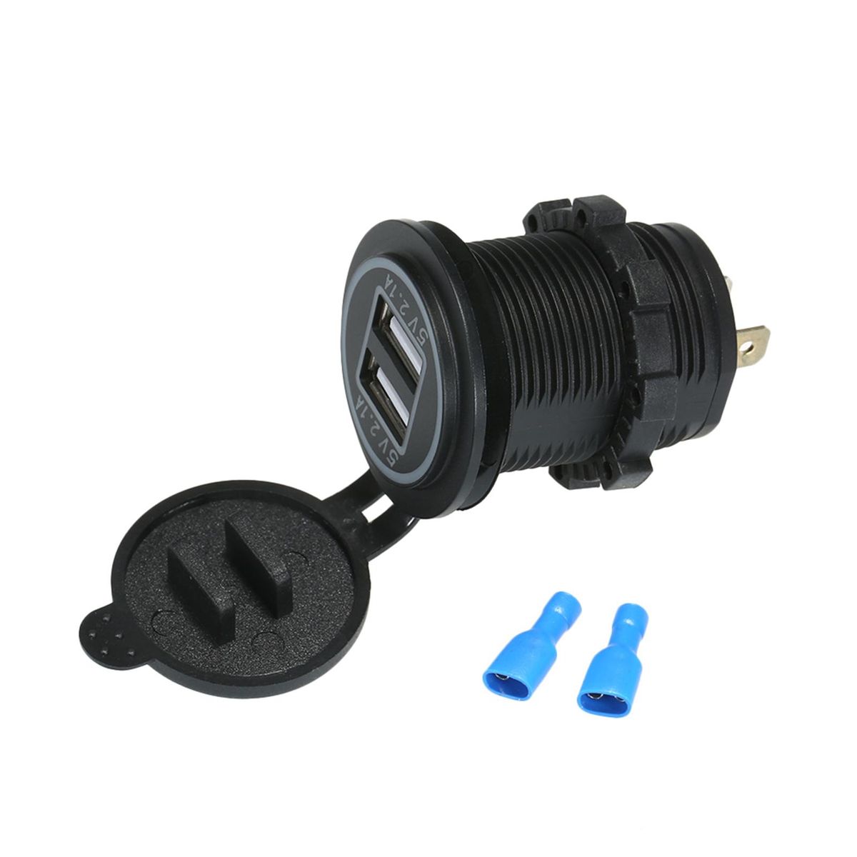 12V Dual USB Charger Socket Waterproof Power Outlet 5V/4.2A LED Indicator for Car RV Boat Marine Motorcycle