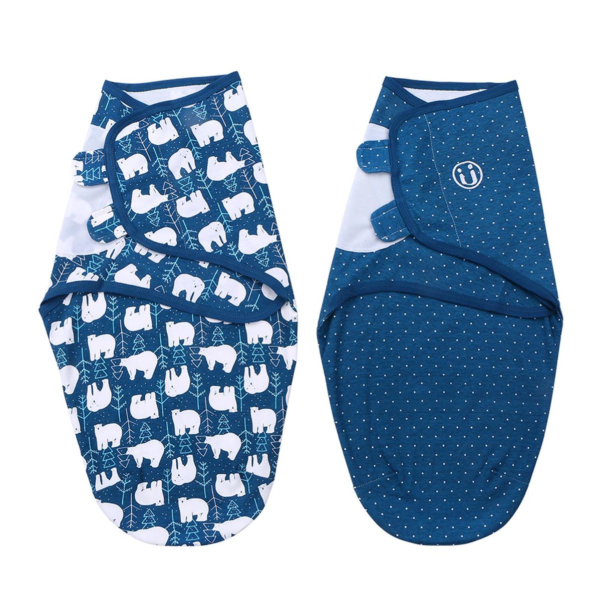 insular Baby Swaddle Wrap Blanket 2 Pack Soft Cotton Cartoon Pattern Adjustable Infant Sleeping Blankets (Medium 3-4 Month)