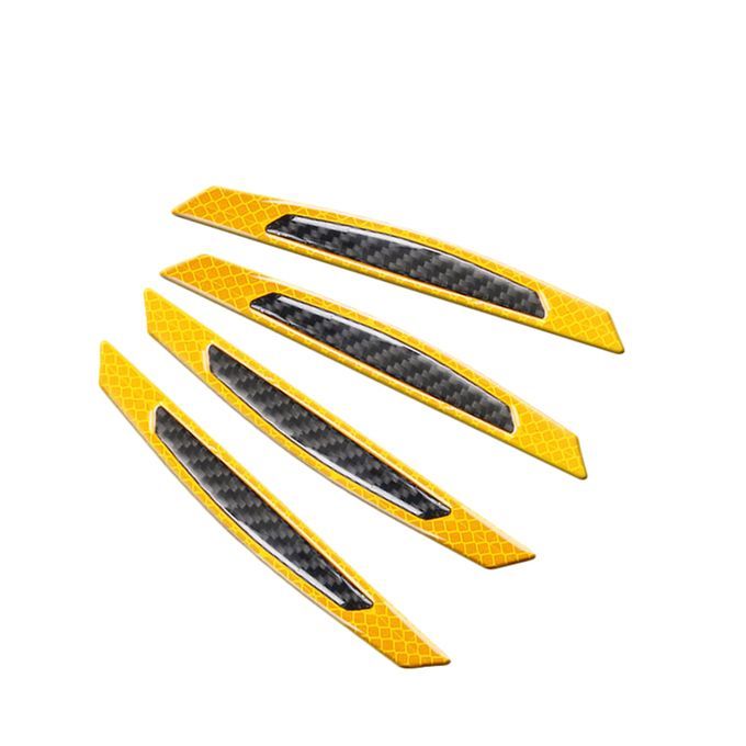 4Pcs Carbon Fiber Reflective Car Door Anti-Scratch-Yellow