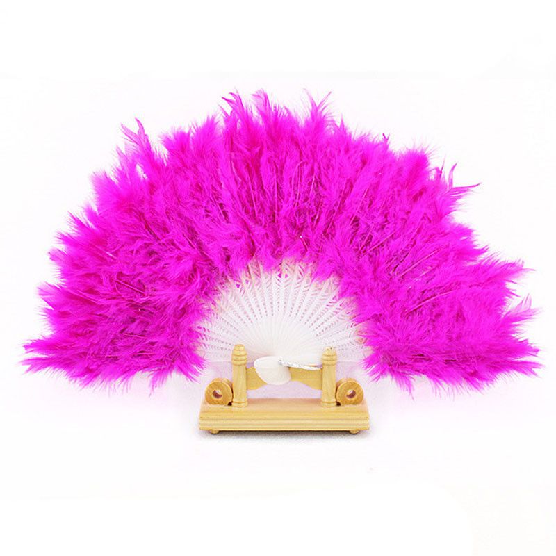 Fans Goose Feather Decoration Stage Fluffy 8 Dance For Colors Folding Wedding Fan Hand Props Feather Fan #10 Party