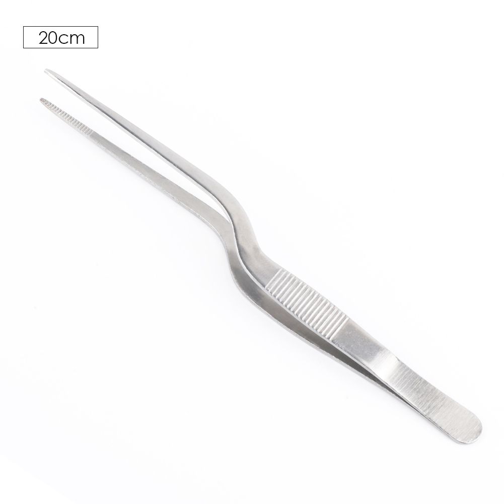 Stainless Steel Precision Offset Tweezers H Serrated Tip Non-slip Handle For Kitchen Cooking Culinary Tweezers-20cm