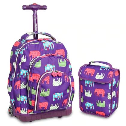 16inch Rolling Backpack & Lunch Kit- Elephant