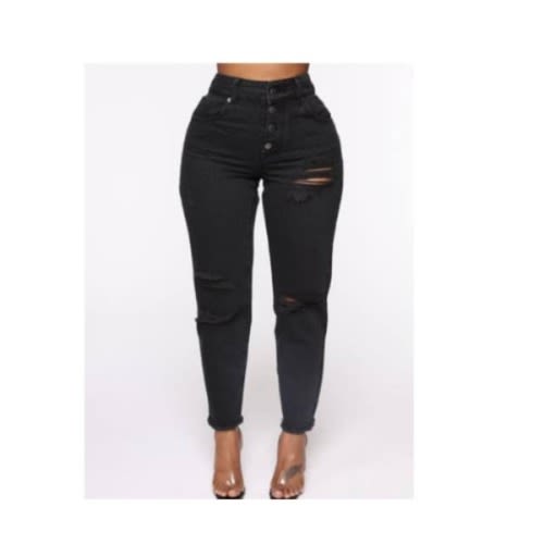 Rippled Boyfriend Jean - Black