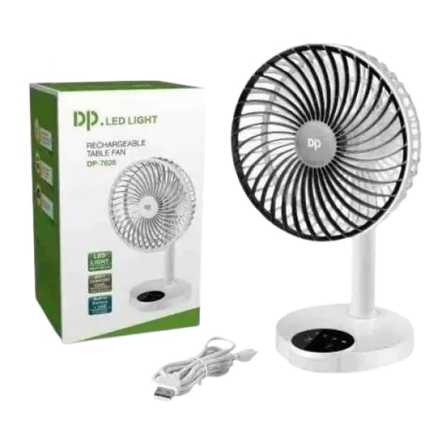 7" Mini Rechargeable Table Fan - White