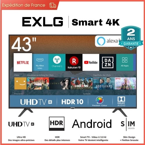 EXLG Android Smart Tv - 43&rdquo;