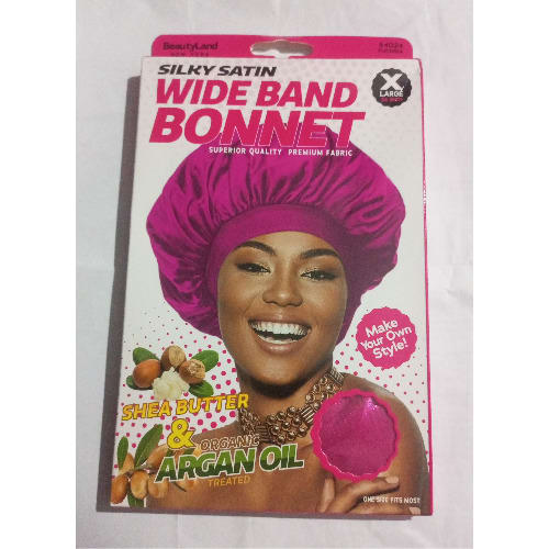 Silky Satin Wide Band Bonnet - Fushia Pink - 20g