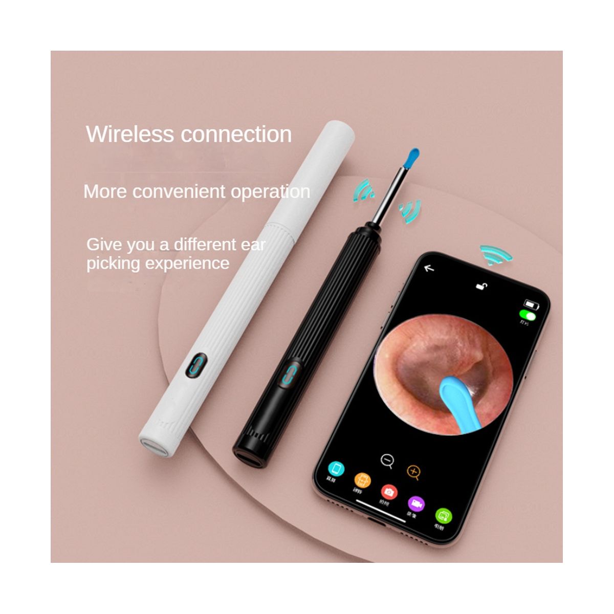 Wireless Smart Visual Ear Picker Otoscope EarWax Removal Tool with Camera Ear Endoscope Kit for Children Ear Cleaning-B