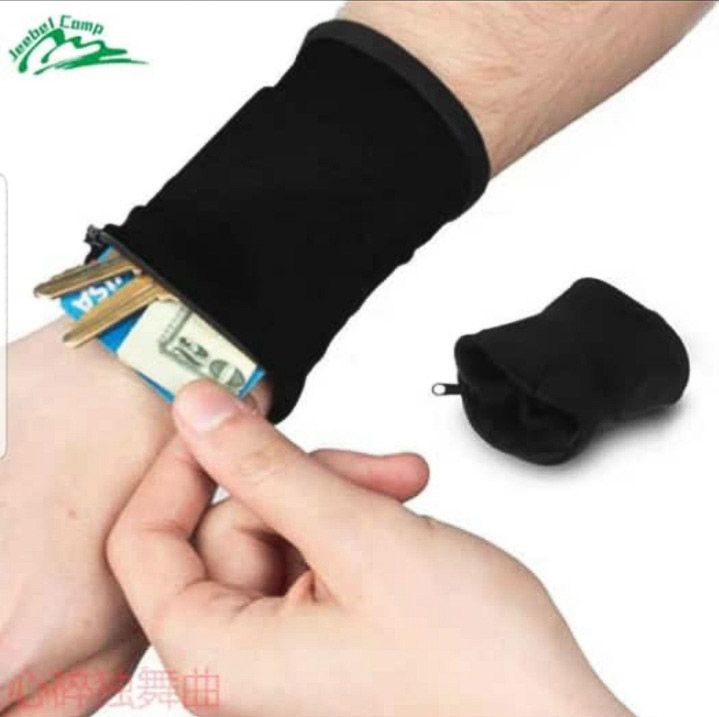 Zipper Fleece Wrist Wallet Pouch Arm Band Bag