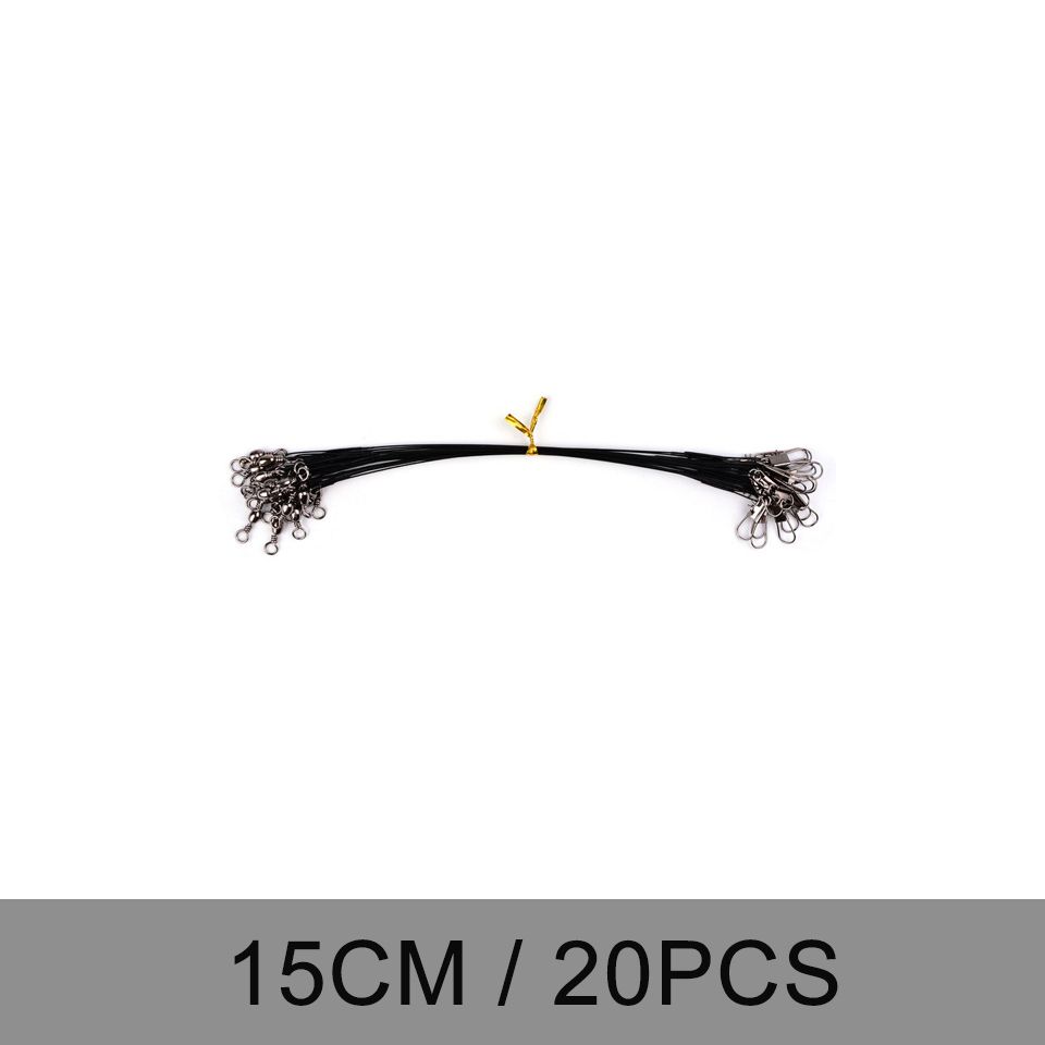 20PCS Core Fishing Accessory Line 15CM-30CM Swivel Steel Wire Anti Bite With Leader Fishing Wire Lead Leash Steel Fishing