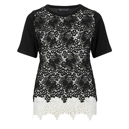 Short Sleeve Lace Jumper - Black