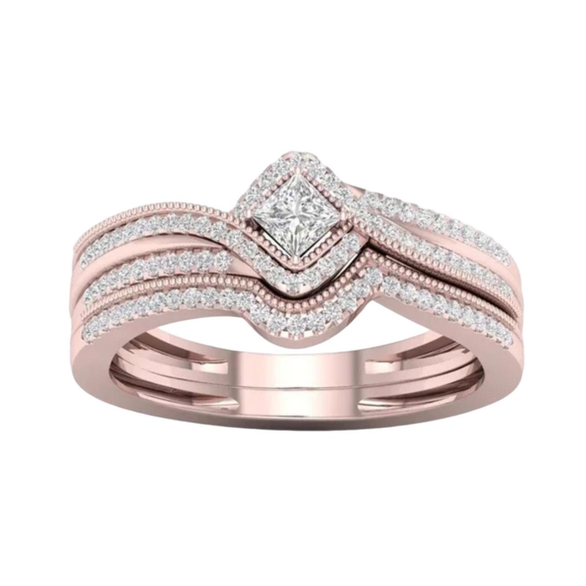 Engagement Ring Cubic Zirconia Ring Party Clothes Accessories Rose Gold