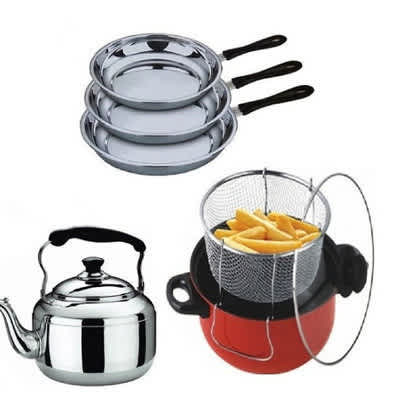 Deep Fryer + Whistling Kettle 2Ltrs + Fry Pans - 3pcs