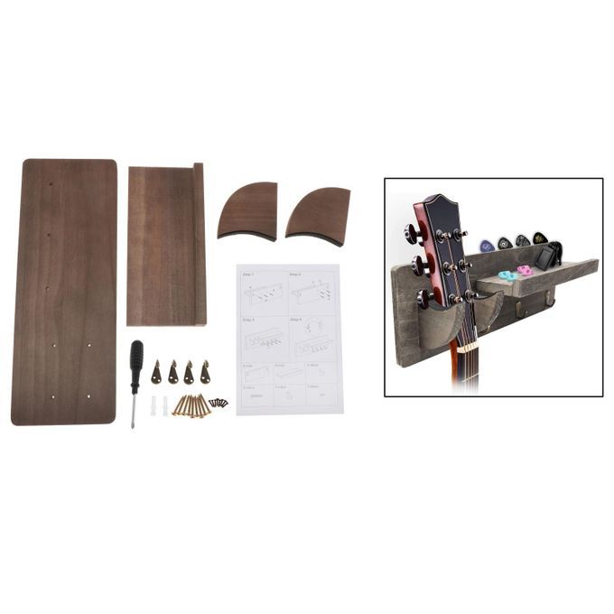 Vintage Wooden Wall Mounting Guitar Holder Stand Display Rack Gray