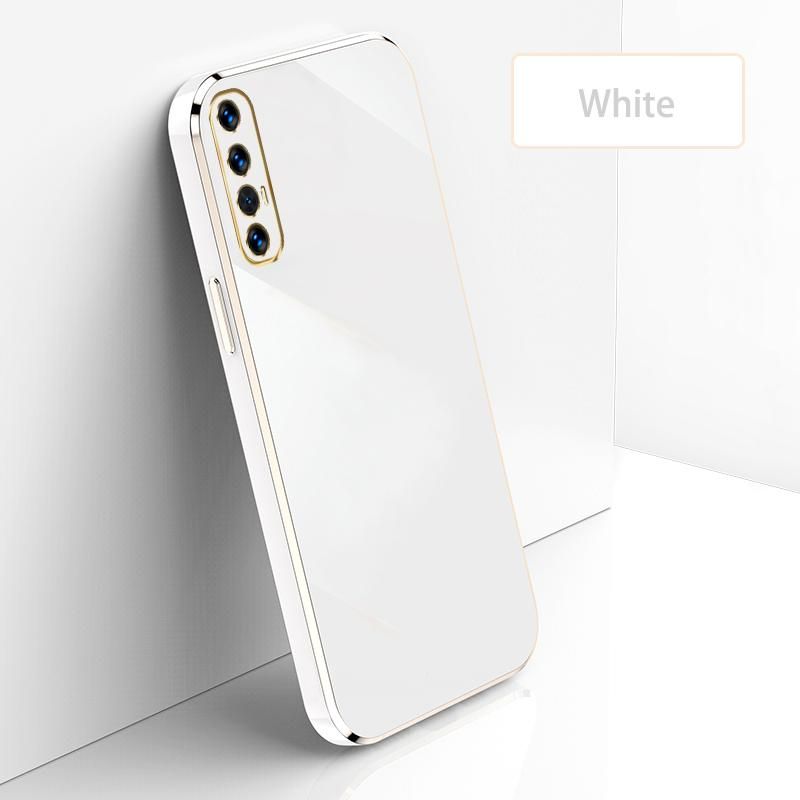 Ultra Thin Plating Phone Case for OPPO Reno3 Pro Lens Protection soft Phone Back Cover-White