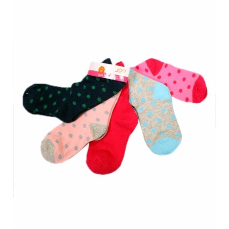 Girls Polka Dot Socks - Multicolour - Pack of 5