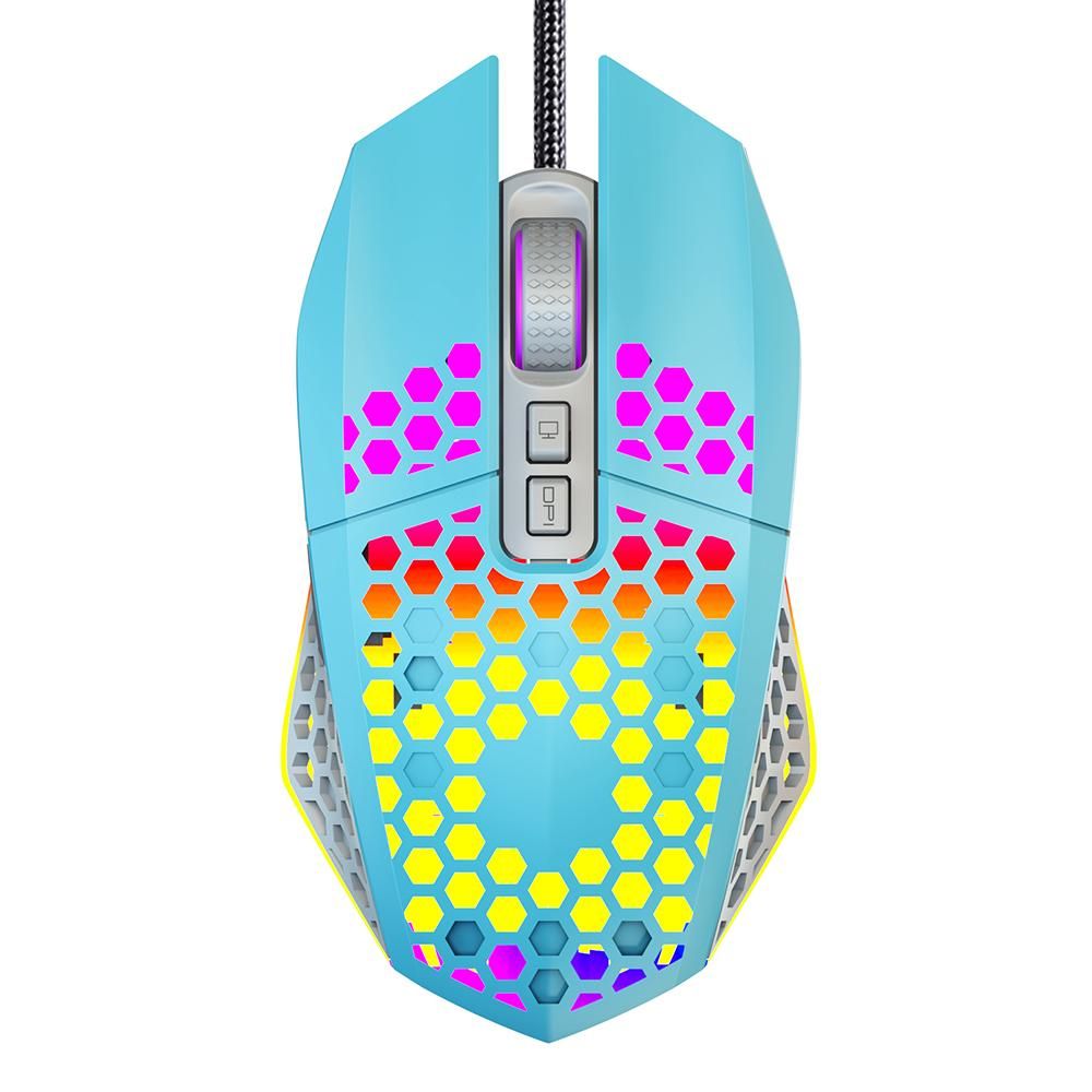 Wired RGB Backlit 8000 DPI Gaming Mouse 7 Programmable Buttons 6 Adjustable DPI Levels Back-to-desktop Button, Blue