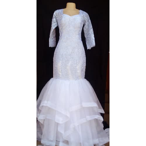 Elizabeth-cut High Neckline Wedding Dress - Size 12